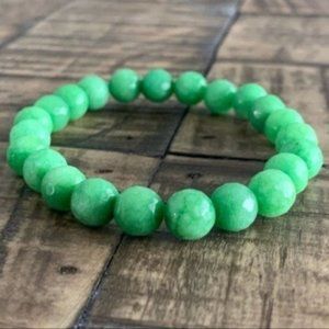 Green Jade Gemstone Chakra Bracelet Handmade Boho
